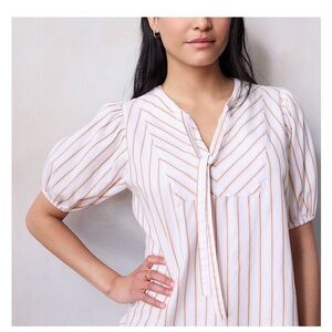LC Lauren Conrad Blouse Cream with Apricot and Light Brown Stripes